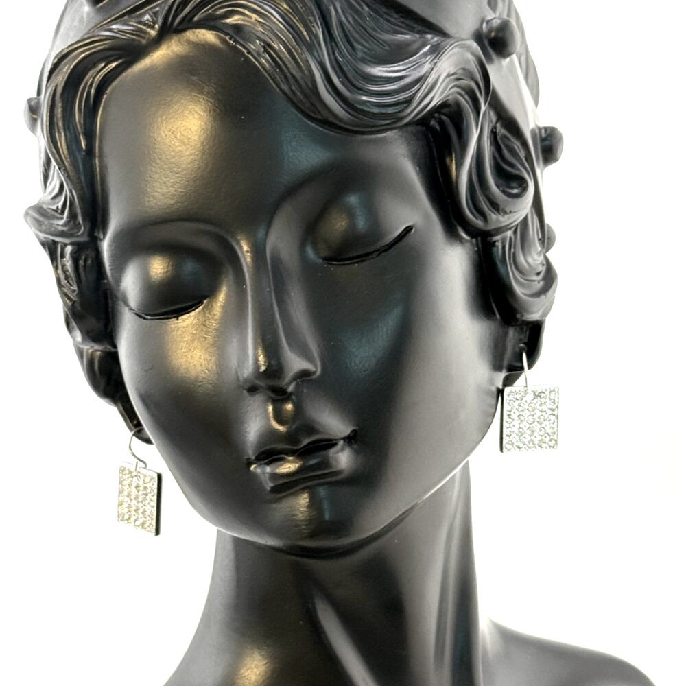 Karine Sultan Silver Square Pave Dangle Earrings